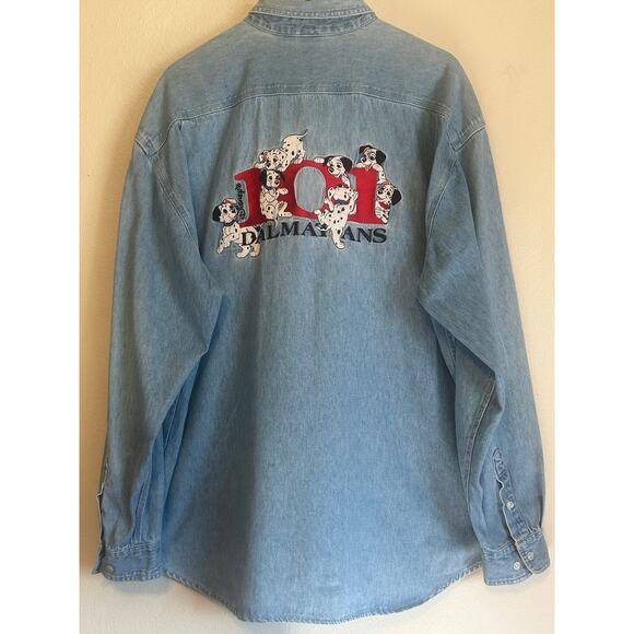 Vintage The Disney Store Men’s Jean Button Down Shirt SZ XL 101 Dalmatian's - Picture 1 of 16